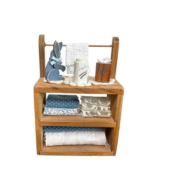 Vintage Dollhouse Miniature Furniture Lot Kitchen Hutch And Baby Changing Table - Picture 2 of 15